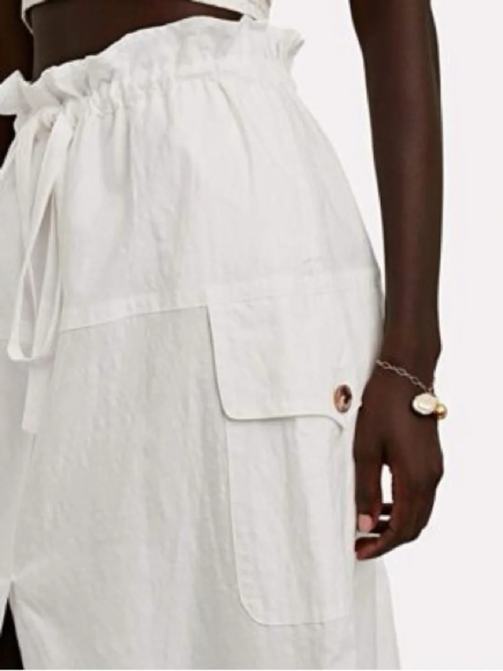 A.L.C. Womens Cecilia Linen-Blend Midi Skirt White Womens‎ Size 4